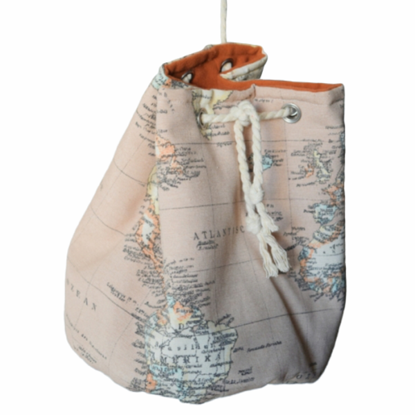Πουγκάκι στρογγυλό World map με σχοινάκι - πουγκί, χιαστί, φθηνά, φθηνές
