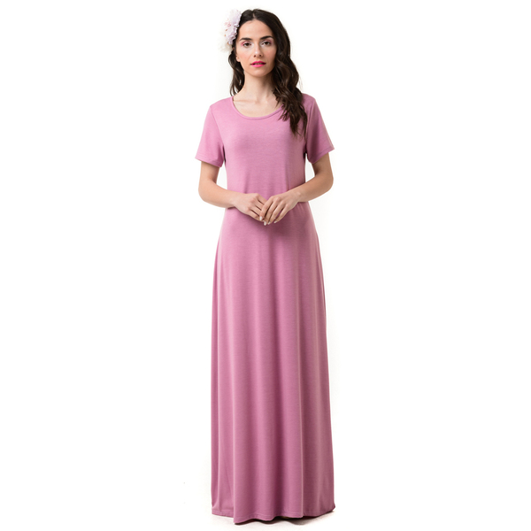 Ροζ Μακρύ Φόρεμα με Φιόγκο στην Πλάτη και Ουρά Μαύρο Πουά - πουά - 2