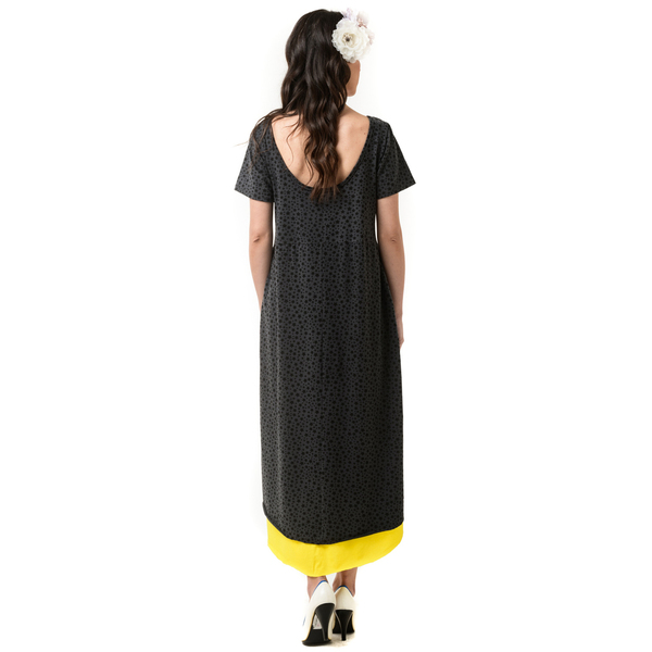 Φόρεμα Κοντό Μπροστά Μακρύ Πίσω με Print Αστεράκια - βαμβάκι, mini, πουά - 3