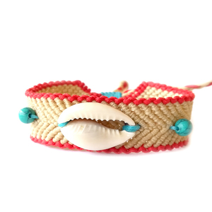 "Summer Fun" bracelet with shell - γυναικεία, χαολίτης, κοχύλι, μακραμέ, αυξομειούμενα