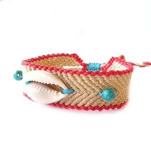 "Summer Fun" bracelet with shell - γυναικεία, χαολίτης, κοχύλι, μακραμέ, αυξομειούμενα - 3