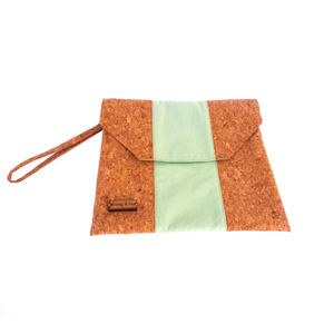 Τσάντα φάκελος φελλός mint / cork bag - φάκελοι, all day, φελλός, χειρός, μικρές