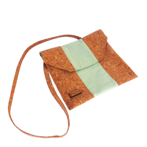Τσάντα φάκελος φελλός mint / cork bag - φάκελοι, all day, φελλός, χειρός, μικρές - 2