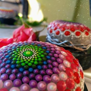 βότσαλο mandala - ξύλο, πέτρα, διακοσμητικές πέτρες - 4