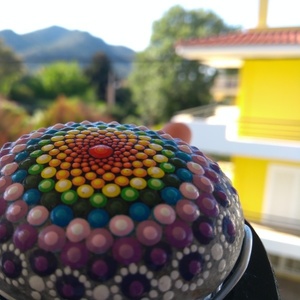 βότσαλο mandala - ξύλο, πέτρα, διακοσμητικές πέτρες - 2