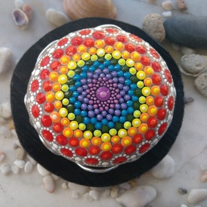 βότσαλο mandala - ξύλο, πέτρα, διακοσμητικές πέτρες - 3