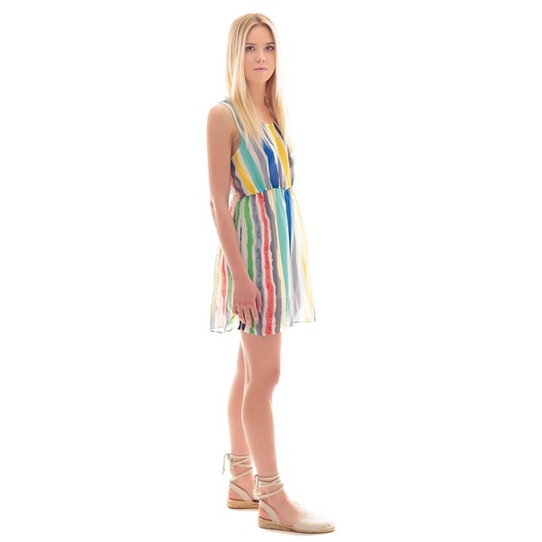 Rainbow dress αμάνικο πολύχρωμο mini φόρεμα - ριγέ, mini, αμάνικο - 4