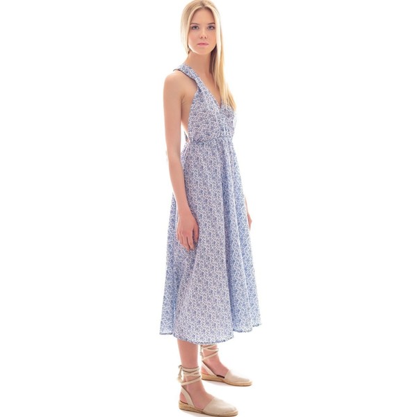 Βαμβακερό φόρεμα με ανοιχτή πλάτη - βαμβάκι, αμάνικο - 4