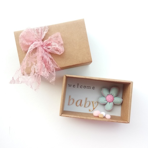 Ευχετήρια Κάρτα in a ΒΟΧ Για Νεογέννητο Μαργαρίτα Ροζ - κουτί, αναμνηστικά, κάρτα ευχών, γέννηση - 3