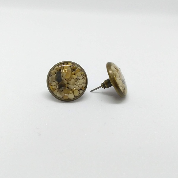 Καρφωτά σκουλαρίκια με βότσαλα - γυαλί, πέτρες, καρφωτά, μπρούντζος - 2