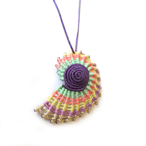 Seashell multicolored necklace!!! - γυναικεία, κοχύλι, μακραμέ, κορδόνια, αυξομειούμενα - 3