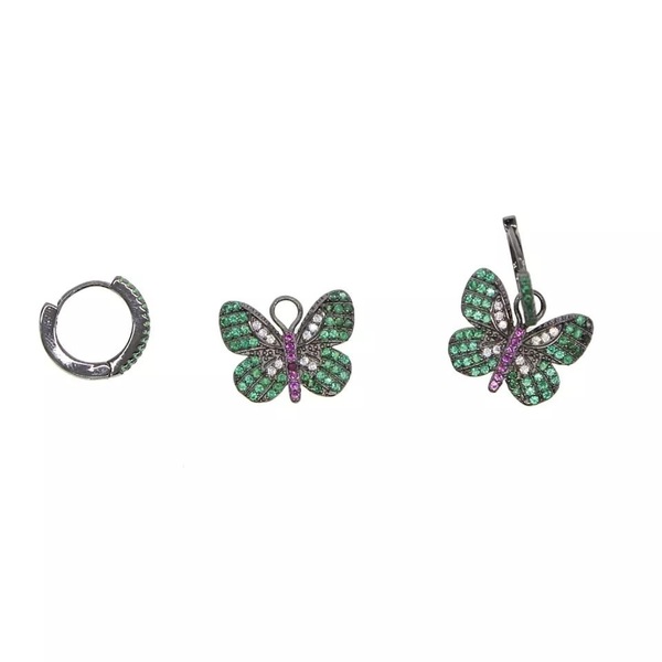 Butterflies earrings - ορείχαλκος, πέτρες, κρεμαστά