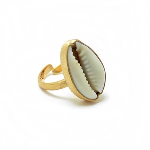 " Golden Seashell " - Χειροποίητο επίχρυσο δαχτυλίδι με φυσικό κοχύλι της Θάλασσας - επιχρυσωμένα, ορείχαλκος, κοχύλι, boho, αυξομειούμενα, φθηνά