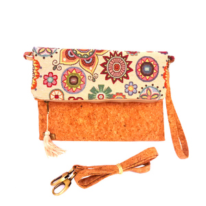 Foldover Τσάντα φάκελος φελλός boho μπεζ / cork bag - χιαστί, all day, φελλός, φθηνές