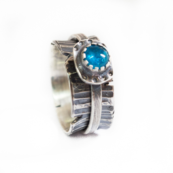 Spinner δαχτυλίδι ασημένιο με Απατίτη(Apatite) - ασήμι, ημιπολύτιμες πέτρες, ασήμι 925