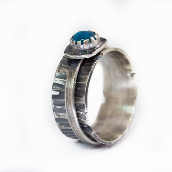Spinner δαχτυλίδι ασημένιο με Απατίτη(Apatite) - ασήμι, ημιπολύτιμες πέτρες, ασήμι 925 - 4