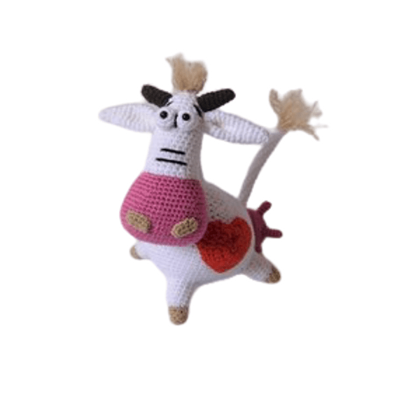 πλεκτό κουκλάκι αγελάδα - ζωάκι, λούτρινα, παιχνίδια, amigurumi, κούκλες