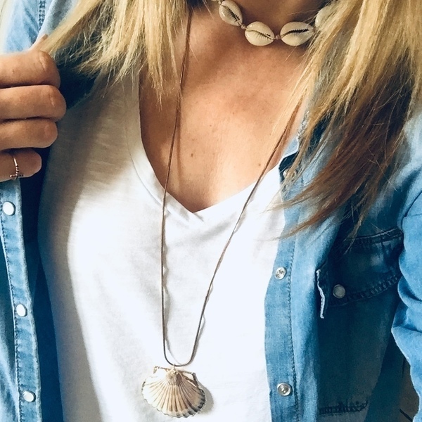 Seashell long necklace - μοντέρνο, γυναικεία, κοχύλι, μακριά