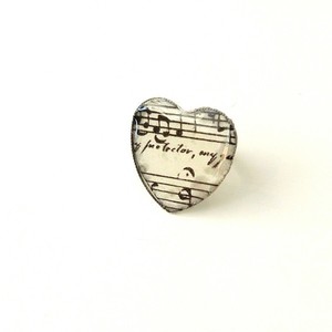 Δαχτυλίδι καρδιά με νότες μουσικής - καρδιά, μεγάλα, δώρα για δασκάλες, αυξομειούμενα, φθηνά