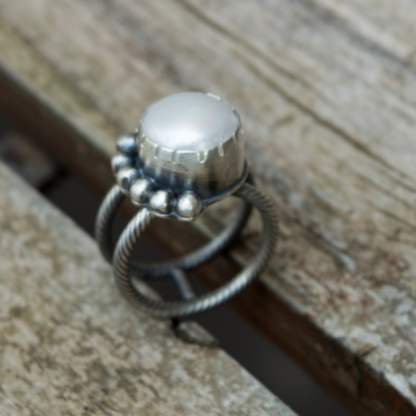 Δαχτυλίδι ασημένιο με Μαργαριτάρι (Freshwater Pearl) - ασήμι, μαργαριτάρι, ασήμι 925, χειροποίητα - 4