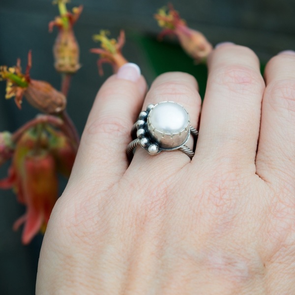 Δαχτυλίδι ασημένιο με Μαργαριτάρι (Freshwater Pearl) - ασήμι, μαργαριτάρι, ασήμι 925, χειροποίητα - 5