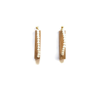 Χειροποίητα ξύλινα σκουλαρίκια "Rectangle earrings" - ασήμι, ξύλο, επιχρυσωμένα, ασήμι 925, κρεμαστά, Black Friday
