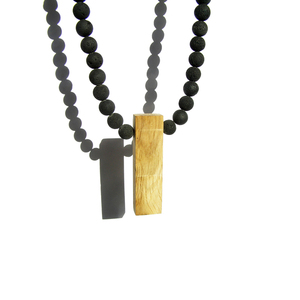 Χειροποίητο ξύλινο κολιέ "Lava rectangle necklace" - ασήμι 925, χειροποίητα, ξύλινο, κοντά, Black Friday, επιχρυσωμένο στοιχείο - 3