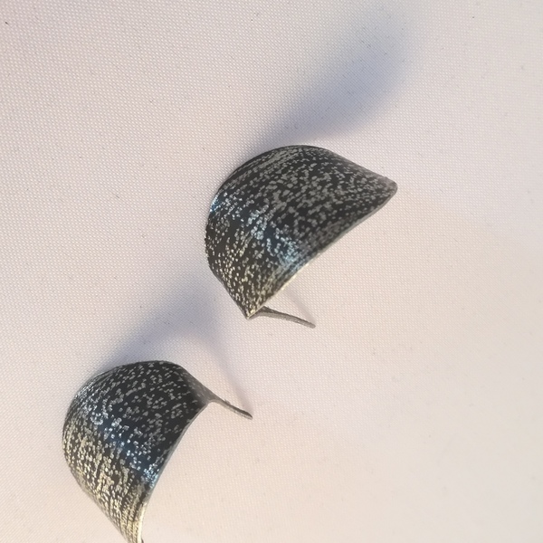 Simply chic oxidized alpaca metal earrings-Απλά και σικ σκουλαρίκια από οξειδωμένο αλπακά - chic, ιδιαίτερο, αλπακάς, καρφωτά - 2