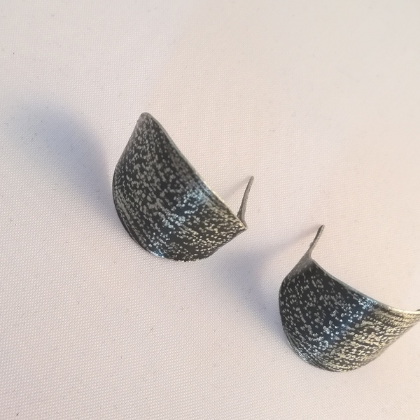 Simply chic oxidized alpaca metal earrings-Απλά και σικ σκουλαρίκια από οξειδωμένο αλπακά - chic, ιδιαίτερο, αλπακάς, καρφωτά - 3