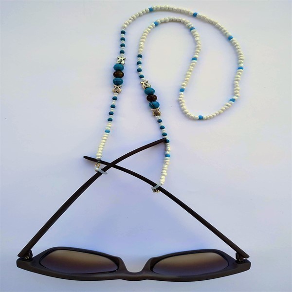 Αλυσίδα γυαλιών με χάντρες και μεταλλικά στοιχεία ψαράκια - αλυσίδες