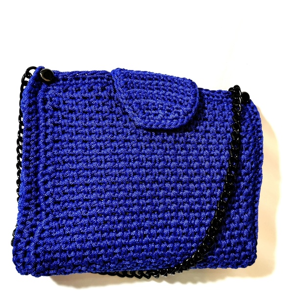 Μπλε Πλεκτή Τσάντα Φάκελος - αλυσίδες, φάκελοι, πλεκτή, πλεκτές τσάντες, φθηνές