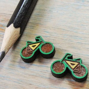 "Ποδηλατάδα!" - Καρφωτά σκουλαρίκια ποδήλατα από ξύλο 1,3 εκ. ζωγραφισμένα στο χέρι, βάση ατσάλι - κορίτσι, καθημερινό, καρφωτά, μικρά - 4