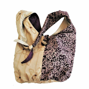 Πάνινη τσάντα ώμου-χιαστί από δύο υφάσματα, ξύλινα στοιχεία - ώμου, ξύλο, χιαστί, boho, tote, μεγάλες, μεγάλες, all day, ύφασμα