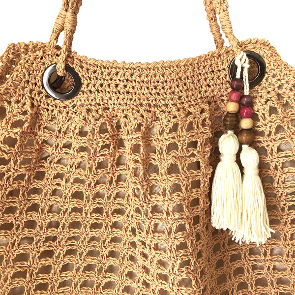 Shopping bag από φυσική ψάθα - πλεκτές τσάντες, θαλάσσης, ψάθα, φθηνές, μεγάλες - 2