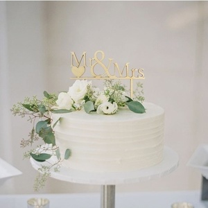 Διακοσμητικό τούρτας (Cake topper) οριζόντιο Mr and Mrs, 15,5 εκατοστά - mr & mrs - 3