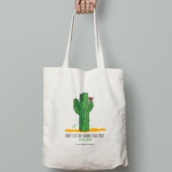 Οικολογική Βαμβακερή τσάντα ώμου - ΚΑΚΤΟΣ - βαμβάκι, μεγάλες, κάκτος, δώρα για γυναίκες, φθηνές