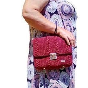 Πλεκτή τσάντα σχέδιο zig zag puff - ώμου, χιαστί, crochet, πλεκτές τσάντες, δώρα για γυναίκες - 5