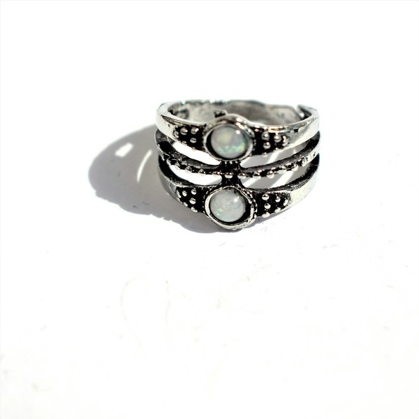 δαχτυλίδι με 2 πέτρες - chevalier, επάργυρα, minimal, boho