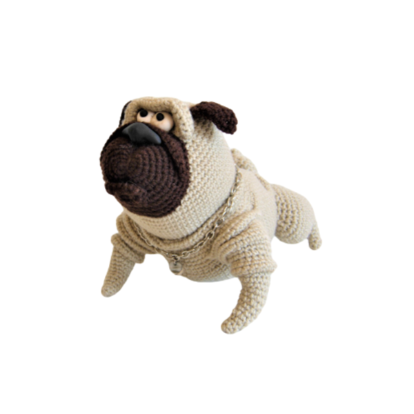 πλεκτό κουκλάκι σκυλος Pug - δώρο, λούτρινα, παιχνίδια, amigurumi - 2