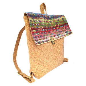 Τσάντα πλάτης απο φελλό & ύφασμα μπορντό _ boho backpack - πλάτης, χειροποίητα, all day, φελλός - 3