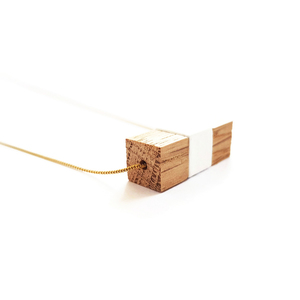 Χειροποίητο ξύλινο κολιέ κύβος "Cube 3 necklace" - ξύλο, επιχρυσωμένα, ασήμι 925, χειροποίητα, κοντά, Black Friday - 3