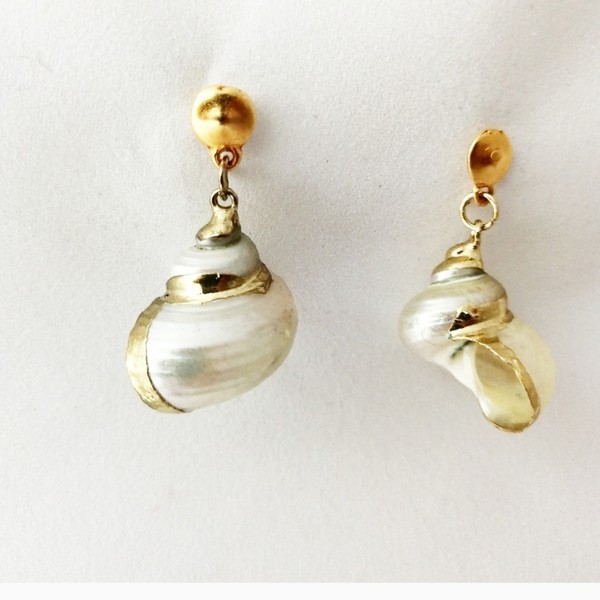 Mermaid earrings - κοχύλι, must αξεσουάρ, κρεμαστά - 2