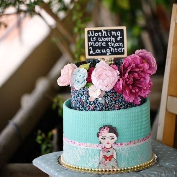 Διώροφη τούρτα Baby Cake "Frida Kahlo y La Casa Azul" - κορίτσι, δώρο, δώρα για βάπτιση, σετ δώρου, diaper cake - 2