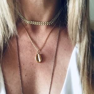 herringbone choker necklace - μοντέρνο, τσόκερ, minimal, κοντά, boho, faux bijoux - 2