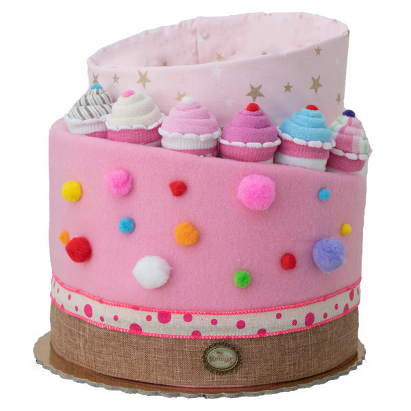 Διώροφη τούρτα Diaper Cake "Candyland" - κορίτσι, δώρο, baby shower, σετ δώρου, δώρο γέννησης, diaper cake