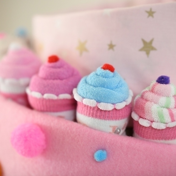Διώροφη τούρτα Diaper Cake "Candyland" - κορίτσι, δώρο, baby shower, σετ δώρου, δώρο γέννησης, diaper cake - 2