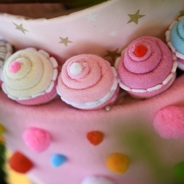 Διώροφη τούρτα Diaper Cake "Candyland" - κορίτσι, δώρο, baby shower, σετ δώρου, δώρο γέννησης, diaper cake - 3