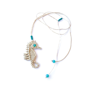 Gold Seahorse necklace!!!! - ημιπολύτιμες πέτρες, ιδιαίτερο, νεφρίτης, μακραμέ - 2