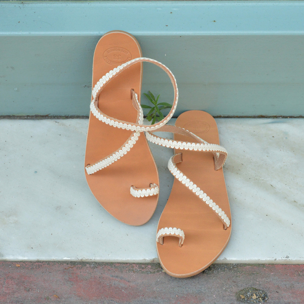 Δερμάτινα σανδάλια Beach Wedding - δέρμα, αρχαιοελληνικό, νυφικά, φλατ, ankle strap - 4