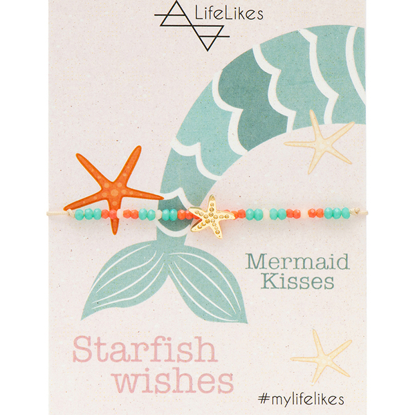 Starfish Bracelet - charms, επιχρυσωμένα, ορείχαλκος, αυξομειούμενα